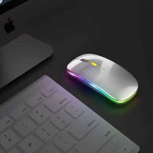 Cicha Myszka slim mysz bezprzewodowa Alogy podświetlana LED RGB do laptopa tabletu Srebrna 14567X27 - Myszki - miniaturka - grafika 8