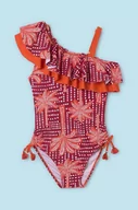 Stroje kąpielowe dla dziewczynek - Mayoral jednoczęściowy strój kąpielowy dziecięcy kolor pomarańczowy - miniaturka - grafika 1