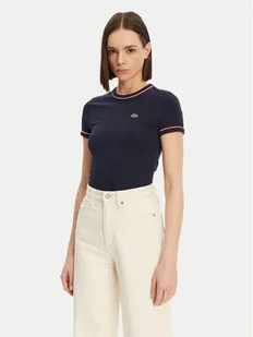 Lacoste T-Shirt TF0347 Granatowy Slim Fit - Koszulki i topy damskie - miniaturka - grafika 1