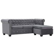 Narożniki - Sofa z leżanką w stylu Chesterfield ELIOR Charlotte, szara, 72x199x142 cm - miniaturka - grafika 1