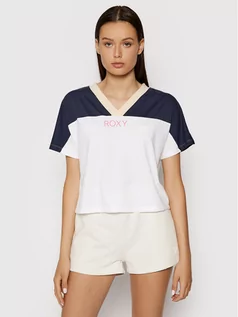 Koszulki i topy damskie - Roxy T-Shirt Trying Your Luck ERJZT05128 Biały Regular Fit - grafika 1
