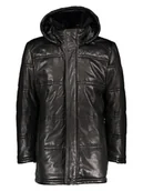 Kurtki męskie - Bugatti Skórzany płaszcz w kolorze czarnym - miniaturka - grafika 1