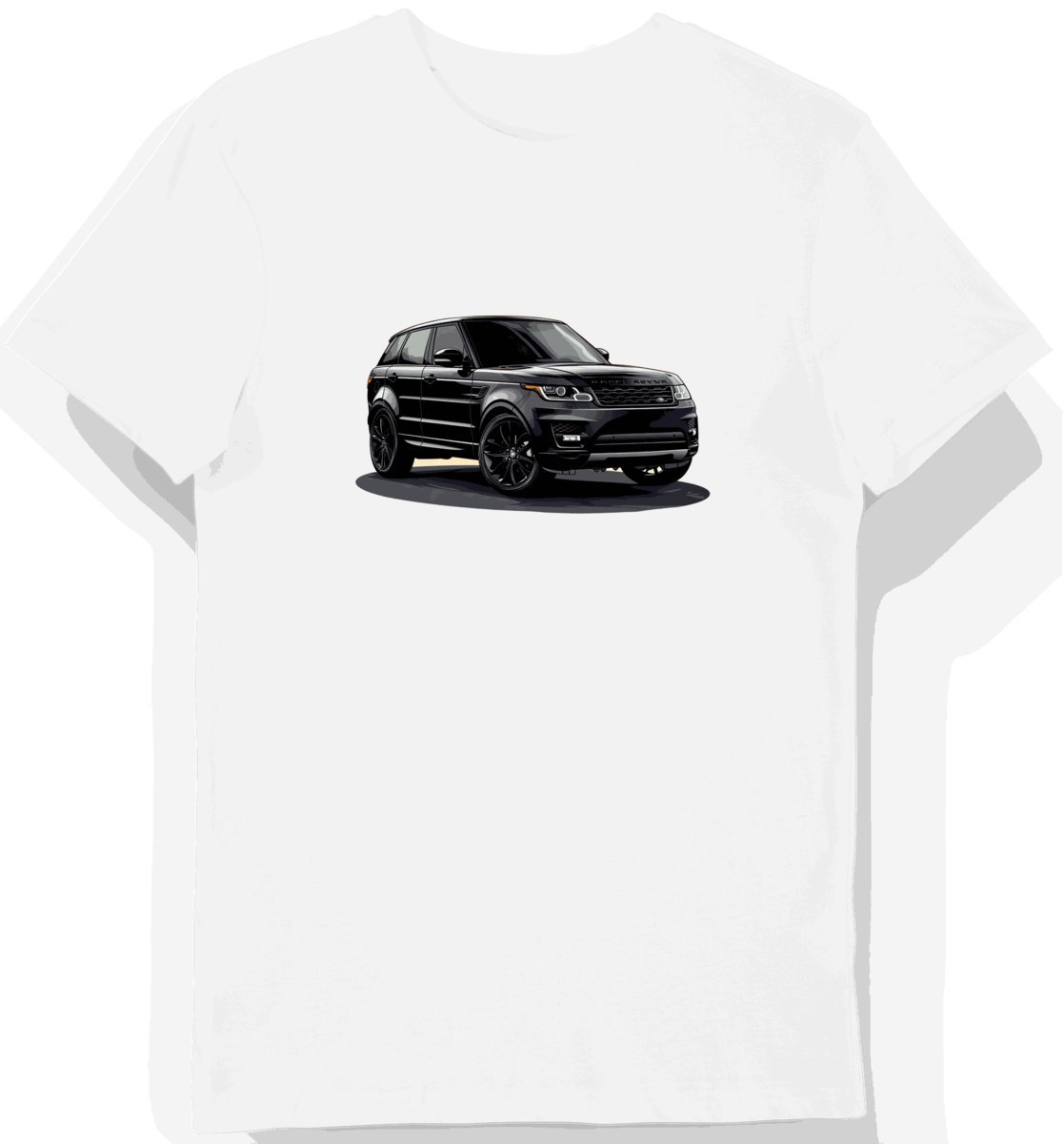 Koszulka męska biała z motywem eleganckiego SUVa w cieniu S