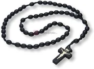 Różańce - Różaniec drewniany na sznurku - czarne drewno - miniaturka - grafika 1