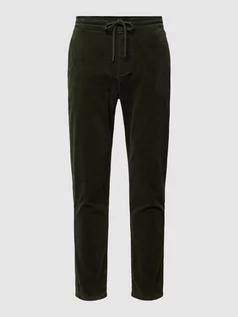 Spodnie męskie - Spodnie sztruksowe z detalem z logo model ‘LINUS’ - grafika 1