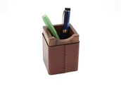 Przyborniki na biurko - Skórzany kubek na długopisy, przybornik na biurko - miniaturka - grafika 1