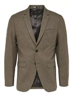 Kurtki męskie - SELETED HOMME Męska kurtka garniturowa Slhslim-Mark Wool BLZ B Noos, brązowy, 46 - miniaturka - grafika 1