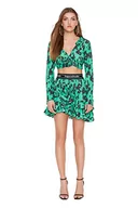 Spódnice - Trendyol Damska mini spódnica z falbanami, Zielony-wielokolorowy, 62 - miniaturka - grafika 1