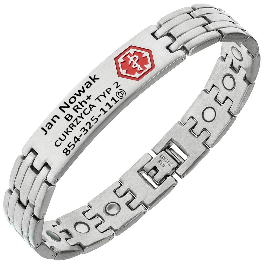 Bransoletka ratunkowa z GRAWEREM stal chirurgiczna