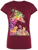 Koszulki i topy damskie - Żyrafa Damski Kolorowy T-shirt Nadruk Lato R.S - miniaturka - grafika 1