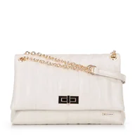 Torebki damskie - Damska crossbody z ekoskóry dwukomorowa duża kremowa - miniaturka - grafika 1