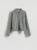 Swetry damskie - Reserved - Kardigan z domieszką moheru - szary - miniaturka - grafika 1