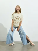 Spodnie i spodenki dla dziewczynek - Reserved - Jeansy wide leg z napami - niebieski - miniaturka - grafika 1