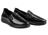 Półbuty damskie - Eleganckie półbuty damskie Nika Komfort 0452-156MSN, czarny lakier - miniaturka - grafika 1