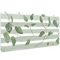 Obrusy i serwetki - Mata z nadrukiem Liście na pasiastym tle 100x50 cm, Dywanomat - miniaturka - grafika 1