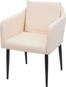 Krzesła - Krzesło do jadalni HWC-H93, krzesło kuchenne fotel krzesło ~ imitacja skóry kremowo-beżowy - miniaturka - grafika 1