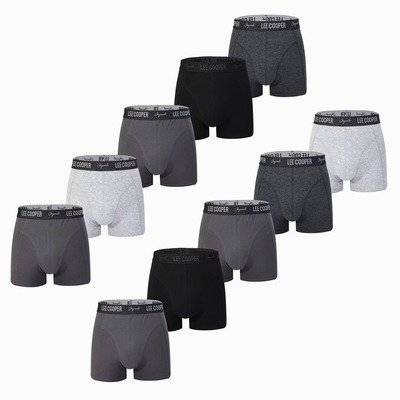 Lee Cooper Bokserki Męskie 10-pak, Bawełniane, Multi-Szare, Krój Hipster, Rozmiar XXL