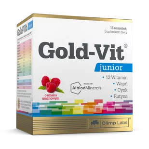 Olimp Gold-Vit® Junior - 15 Saszetek - Malina - Witaminy i minerały - miniaturka - grafika 1