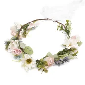 Ozdoby do włosów - WIANEK na głowę BOHO kwiaty PANIEŃSKI ślubny - miniaturka - grafika 1