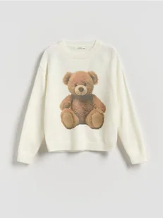 Reserved - Sweter z misiem - złamana biel - Swetry dla dziewczynek - miniaturka - grafika 1