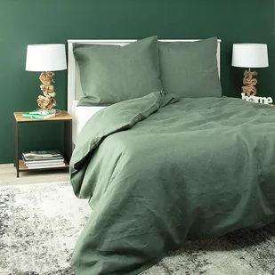 Dekoria pl pl Komplet pościeli lnianej Linen 220x200cm green 220 x 200 cm 2 poszewki 80 x 70 cm 763-159-08 - Pościel - miniaturka - grafika 1