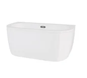 Wanny - Besco Wanna przyścienna Volya 150x75 cm kompozyt biały połysk syfon klik-klak z przelewem slim grafit WKV-150-WSG - miniaturka - grafika 1