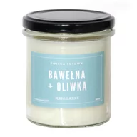 Świece - Świeca sojowa BAWEŁNA + OLIWKA - aromatyczna ręcznie robiona naturalna świeca zapachowa w słoiczku 300ml - miniaturka - grafika 1