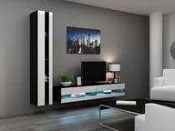 Meblościanki - Cama Meble Zestaw VIGO NEW 8 czarny/biały połysk - miniaturka - grafika 1