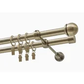 Karnisze - Karnisz DECASTYL Gałka Max podwójny z kółkami FI 19 mm 480 cm Mosiądz antyczny - miniaturka - grafika 1