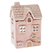 Świeczniki - Świecznik domek ceramika na prezent różowy ozdoba - miniaturka - grafika 1