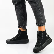 Trampki damskie - Czarne tekstylne trampki damskie na platformie LEE COOPER 1628L - Lee Cooper - miniaturka - grafika 1
