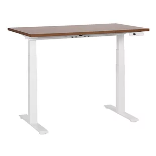 Biurko regulowane elektrycznie 120 x 72 cm ciemne drewno z białym DESTIN III - Biurka - miniaturka - grafika 1