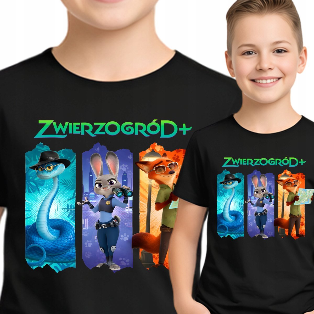 Zwierzogród Koszulka Dziecięca Zootopia T-Shirt Judy Nick 104 P398 Czarna