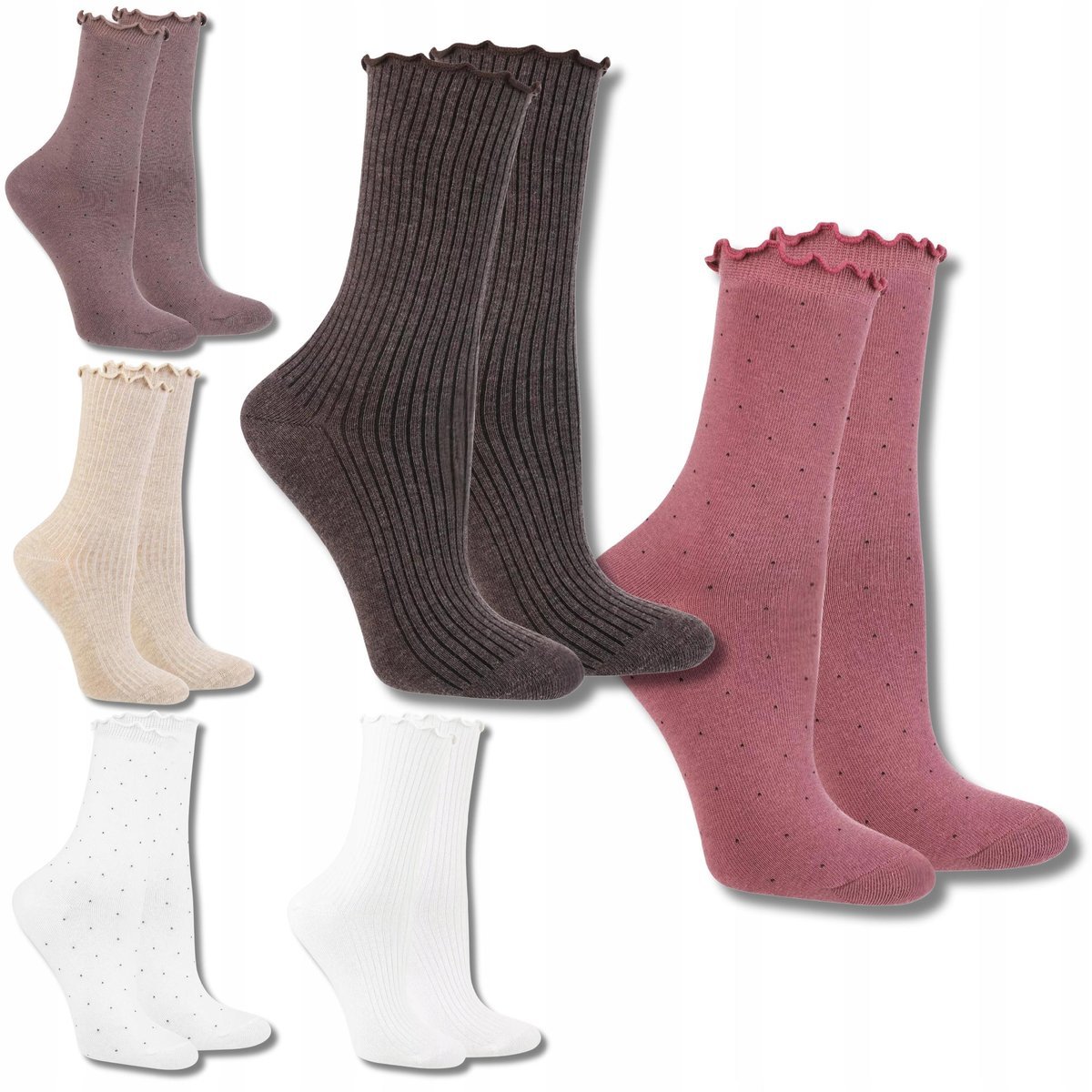 SKARPETKI DAMSKIE DŁUGIE SKARPETY BAWEŁNIANE CIEPŁE 6-PAK MORAJ 35-38