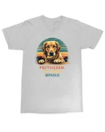 Koszulki i topy damskie - Koszulka ze śmiesznym psem To samo wpadło Humor Pies Czworonóg Szara L - miniaturka - grafika 1