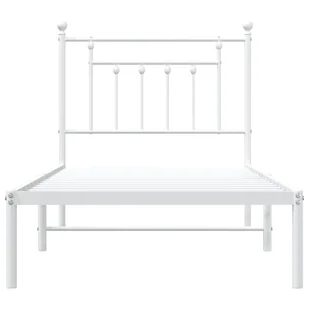 Metalowa rama łóżka z wezgłowiem, biała, 80x200 cm Lumarko! - Łóżka - miniaturka - grafika 5