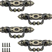 Zawiasy, okucia i inne akcesoria - Cztery uchwyty do szuflad, kolor antycznego brązu cynkowego, dekoracja mebli w stylu vintage, klamki do drzwi w stylu retro, ze śrubami, pasujące do - miniaturka - grafika 1