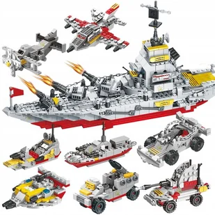 Klocki Statek Wojskowy Niszczyciel Okręt Samochód Helikopter 910el. 40x20cm - Klocki Klocki Statek Wojskowy Niszczyciel Okręt Samochód Helikopter 910el. 40x20cm - Klocki - miniaturka - grafika 1