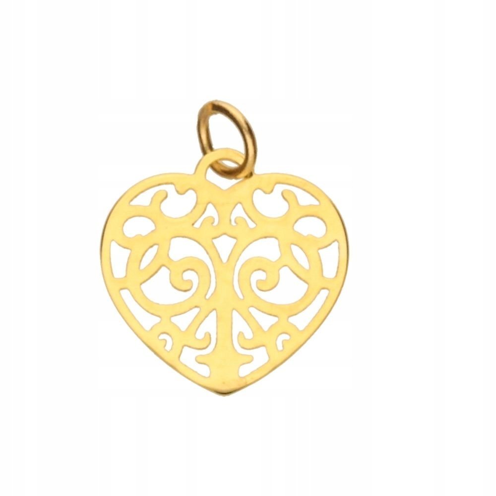Zawieszka ażurowa 585 serduszko ze wzorem 14KT elegancja na prezent 14KT