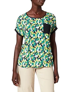 Gerry Weber Damska koszulka z nadrukiem z przodu, GOTS do połowy rękawa, wycięte ramiona, t-shirt z wzorem 1/2, kwiatowy, Zielony/niebieski nadruk, 40 - Koszulki i topy damskie - miniaturka - grafika 1