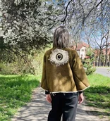 Marynarki i żakiety damskie - Kimono wełna bawełna na plecach oko z frędzlami. - miniaturka - grafika 1