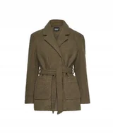 Płaszcze damskie - Only Klasyczny Płaszcz Z Paskiem Khaki Z Kollanrem M K2A - miniaturka - grafika 1