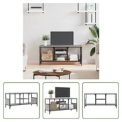 Szafki RTV - The Living Store Szafka pod telewizor szara Sonoma 100x35x45 cm Materiał drewnopochodny i żelazo - miniaturka - grafika 1