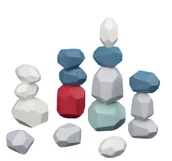 Zabawki sensoryczne - Zabawka Montessori Drewniane Kamienie 16 szt. - miniaturka - grafika 1