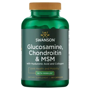 Swanson Glucosamine, Chondroitin & MSM, glukozamina, chondroityna i MSM, 90 kapsułek - Stawy, mięśnie, kości - miniaturka - grafika 1