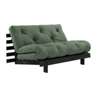 Sofy i kanapy - Sofa rozkładana z zielonym pokryciem Karup Design Roots Black/Olive Green - miniaturka - grafika 1