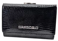 Portfele - Portfel Damski Skórzany GREGORIO 12 cm Klamra Skóra Naturalna Lakierowana GF-117 CZARNY RFID 12 x 8.5 x 2.5 [cm] - miniaturka - grafika 1