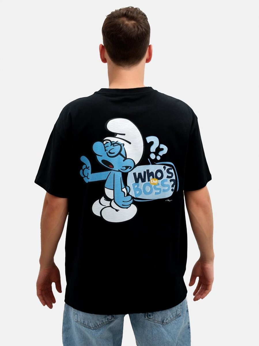T-SHIRT KOSZULKA Męska OVERSIZE Czarna Smerfy ORG Ważniak Boss M