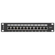 Pozostałe akcesoria sieciowe - LANBERG Patch Panel 12 Port 1U 10 cali kategoria 6 ekranowany czarny (PPF6-9012-B) - miniaturka - grafika 1