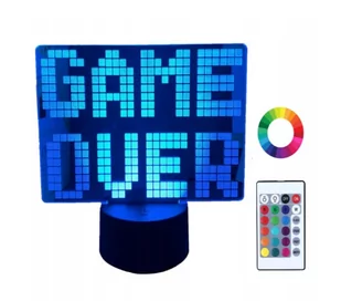 Lampka Nocna 3D Led Pilot Game Over dla Graczy - Lampy stojące - miniaturka - grafika 1